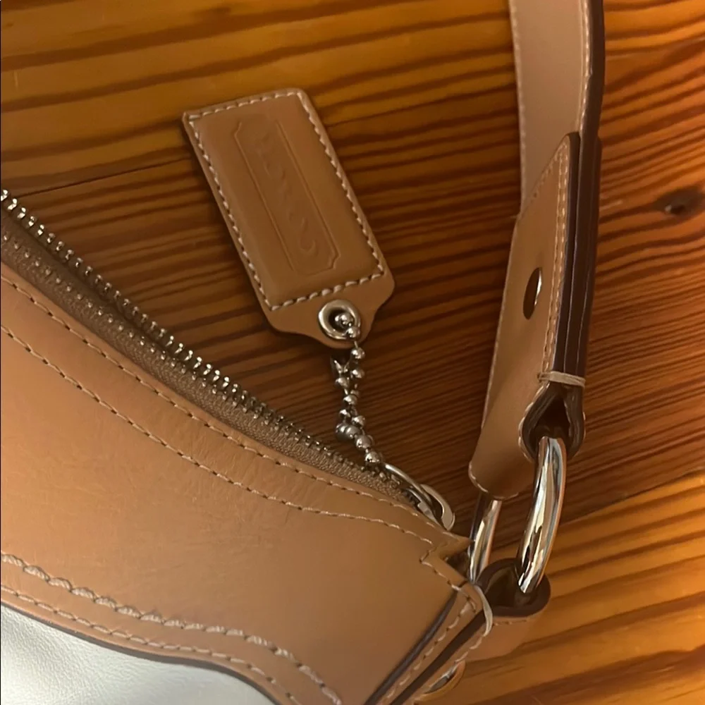 Coach White and Tan Hobo Bag with Crescent Shape - Picture 7 of 16